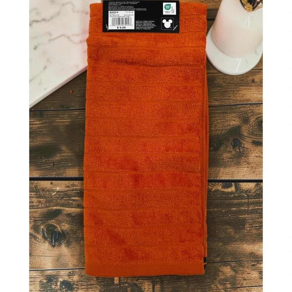 Disney Winnie the Pooh Halloween Hand Towel Orange Cotton 16x25 New Tags